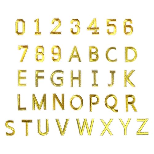 72-teiliges Set zum Aufbügeln mit Buchstaben und Zahlen, bestickte Buchstaben, Zahlen, A-Z, Alphabet-Applikationen, 0–9, Zahlenaufnäher, Stickerei, Aufnäher, dekorative Hitzepress-Applikationen für von JIHUOO