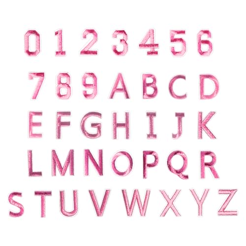 72-teiliges Set zum Aufbügeln mit Buchstaben und Zahlen, bestickte Buchstaben, Zahlen, A-Z, Alphabet-Applikationen, 0–9, Zahlenaufnäher, Stickerei, Aufnäher, dekorative Hitzepress-Applikationen für von JIHUOO