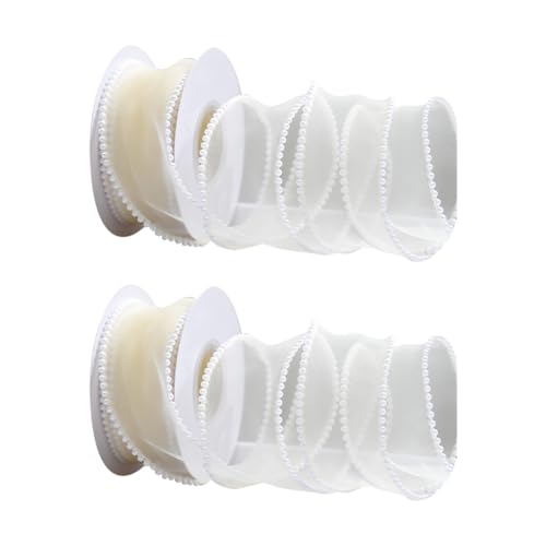 JIHUOO 9,1 m Perlen-Organza-Netz, Chiffon, Geschenk-Bouquet, dekoratives Band, Beige von JIHUOO