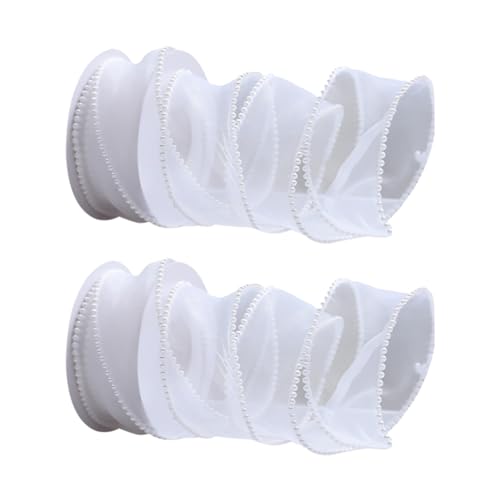 JIHUOO 9,1 m Perlen-Organza-Band, durchsichtig, Netz, Chiffon, Geschenkverpackung, dekoratives Hochzeitseinladungsband, Weiß von JIHUOO