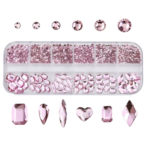980 Stück Nagelkunst-Strasssteine, flache Rückseite, Nagel-Edelsteine, Glitzer, Nagelkristalle, Nagelschmuck, Zubehör, Rosa 980 Stück Nagelkunst-Strasssteine, flache Rückseite, Nagel-Edelsteine, Glitzer, Nagelkristalle, Nagelschmuck, Zubehör, Rosa von JIHUOO