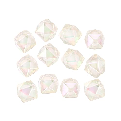 Acrylperlen, 15 mm, AB-Farbe, 12 Stück, facettierte Perlen, Armbänder, Ohrringe, lose Abstandshalter, Perlen für Schmuckherstellung, Weiß Acrylperlen, 15 mm, AB-Farbe, 12 Stück, facettierte Perlen, Armbänder, Ohrringe, lose Abstandshalter, Perlen für Schmuckherstellung, Weiß von JIHUOO