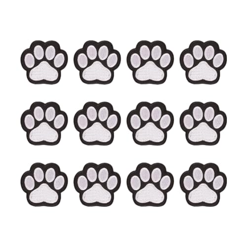 Aufnäher zum Aufbügeln mit Pfotenabdruck, niedliche Stoff-Aufkleber, Hund, Katze, Pfotenaufnäher, Kleidung, Stickerei, Jeans, Reparaturapplikation, 12 Stück Aufnäher zum Aufbügeln mit Pfotenabdruck, niedliche Stoff-Aufkleber, Hund, Katze, Pfotenaufnäher, Kleidung, Stickerei, Jeans, Reparaturapplikation, 12 Stück von JIHUOO