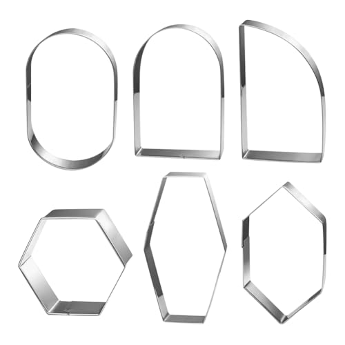 Ausstechformen aus Edelstahl, geometrische Plakette, Keksausstecher, Ausstechform, Fondant, Pfannkuchen, Obst, Gemüse, Modelliermasse, 6 Stück Ausstechformen aus Edelstahl, geometrische Plakette, Keksausstecher, Ausstechform, Fondant, Pfannkuchen, Obst, Gemüse, Modelliermasse, 6 Stück von JIHUOO