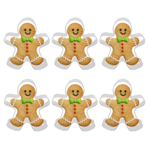 Ausstechformen aus Edelstahl, klein, für Weihnachten, Kekse, Backen, Urlaub, Obst, Modelliermasse, Lebkuchenmann, 6 Stück Ausstechformen aus Edelstahl, klein, für Weihnachten, Kekse, Backen, Urlaub, Obst, Modelliermasse, Lebkuchenmann, 6 Stück von JIHUOO