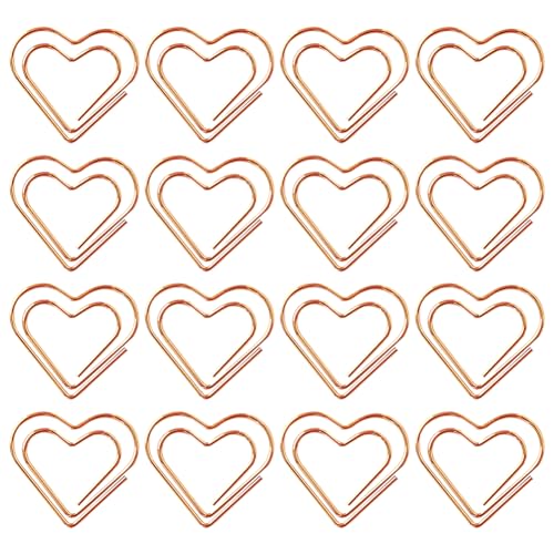 Büroklammern aus Metall, herzförmig, dekorative Büroklammern, Dokumente, Organisation, Büroklammern, Einladungskarten, niedliche Lesezeichen, Büroklammern, Roségold, 100 Stück Büroklammern aus Metall, herzförmig, dekorative Büroklammern, Dokumente, Organisation, Büroklammern, Einladungskarten, niedliche Lesezeichen, Büroklammern, Roségold, 100 Stück von JIHUOO