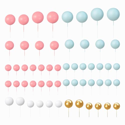 Bunte Kugel-Kuchenaufsätze, Schaumstoff-Kugeln, Cupcake-Topper, Geburtstag, Cupcake-Picks, Hochzeit, Party, Kuchendekoration, Ballon, Rosa, Blau, 56 Stück Bunte Kugel-Kuchenaufsätze, Schaumstoff-Kugeln, Cupcake-Topper, Geburtstag, Cupcake-Picks, Hochzeit, Party, Kuchendekoration, Ballon, Rosa, Blau, 56 Stück von JIHUOO