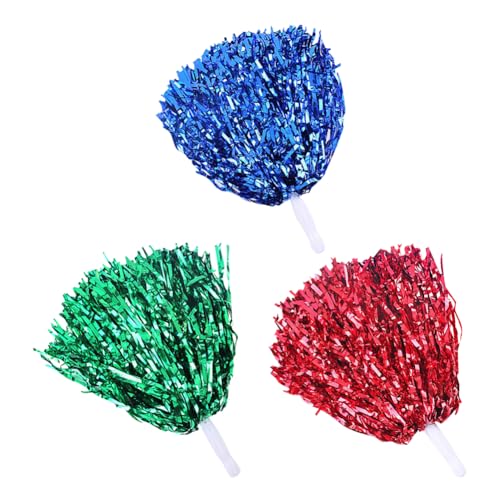 Cheerleader-Pompons für Kinder, Cheerleader-Pompons, für kleine Mädchen, Cheerleader-Pompons, Spiritus-Pompons, Sport-Fan, Metallfolie, Pompons mit Griff, 6 Stück Cheerleader-Pompons für Kinder, Cheerleader-Pompons, für kleine Mädchen, Cheerleader-Pompons, Spiritus-Pompons, Sport-Fan, Metallfolie, Pompons mit Griff, 6 Stück von JIHUOO