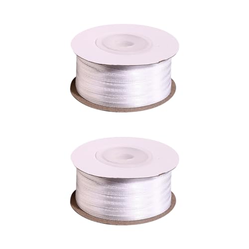 Dünnes Satinband, 0,3 cm x 45,7 m, für Hochzeitseinladungen, Karten, Geschenkverpackungen, Kuchendekoration, Schleifen, Weiß, 2 Rollen Dünnes Satinband, 0,3 cm x 45,7 m, für Hochzeitseinladungen, Karten, Geschenkverpackungen, Kuchendekoration, Schleifen, Weiß, 2 Rollen von JIHUOO
