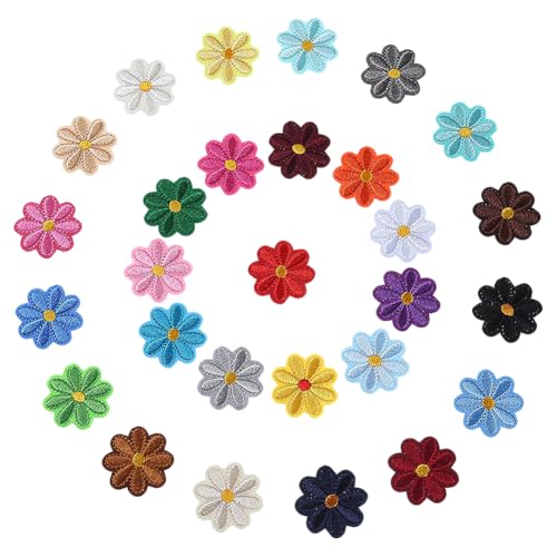 Flicken zum Aufbügeln, Motiv: Gänseblümchen, bestickt, Stoff, zum Aufbügeln, Sonnenblumen-Stickerei, Applikationen, dekoratives Nähen, Reparaturflicken für Kappen, Schuhe, 28 Farben, 28 Stück Flicken zum Aufbügeln, Motiv: Gänseblümchen, bestickt, Stoff, zum Aufbügeln, Sonnenblumen-Stickerei, Applikationen, dekoratives Nähen, Reparaturflicken für Kappen, Schuhe, 28 Farben, 28 Stück von JIHUOO