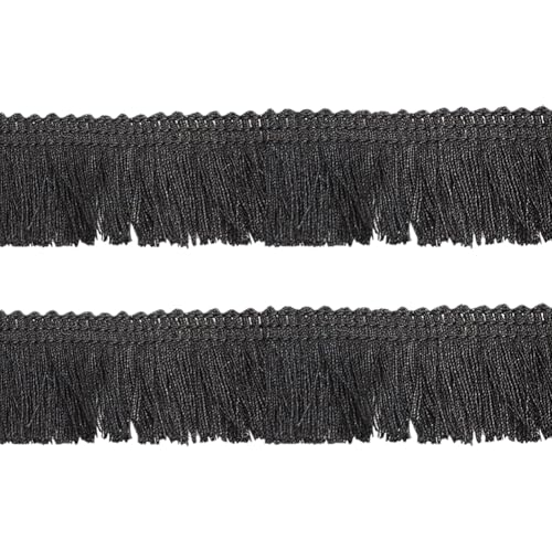 Fransenband mit Quaste, 25 m x 2,5 cm, Meterware, für Kissen, geflochtener Stoff, Nähen, dekorative Vorhangborten, Basteln, Spitzenband, Heimdekorationen, Schwarz Fransenband mit Quaste, 25 m x 2,5 cm, Meterware, für Kissen, geflochtener Stoff, Nähen, dekorative Vorhangborten, Basteln, Spitzenband, Heimdekorationen, Schwarz von JIHUOO