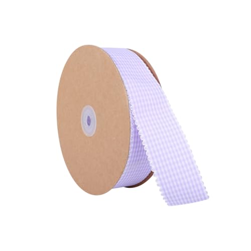 Geschenkband mit Gingham-Muster, kariert, kariert, Weihnachtsdekoration, Blumenstrauß, Wickelbänder, Kranz, Dekoration, Stoff, Bastelbänder, Violett, 9,1 m x 4 cm Geschenkband mit Gingham-Muster, kariert, kariert, Weihnachtsdekoration, Blumenstrauß, Wickelbänder, Kranz, Dekoration, Stoff, Bastelbänder, Violett, 9,1 m x 4 cm von JIHUOO