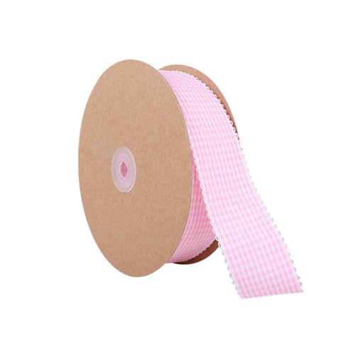 Geschenkband mit Gingham-Muster, kariert, kariert, Weihnachtsdekoration, Blumenstrauß, Wickelbänder, Kranz, Dekorationsbänder, Stoff, Bastelbänder, Rosa, 9,1 m x 4 cm Geschenkband mit Gingham-Muster, kariert, kariert, Weihnachtsdekoration, Blumenstrauß, Wickelbänder, Kranz, Dekorationsbänder, Stoff, Bastelbänder, Rosa, 9,1 m x 4 cm von JIHUOO