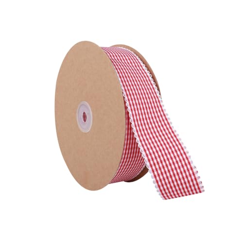 Geschenkband mit Gingham-Muster, kariert, kariert, Weihnachtsdekoration, Blumenstrauß, Wickelbänder, Kranz, Dekorationsbänder, Stoff, Bastelbänder, Rot, 9,1 m x 4 cm Geschenkband mit Gingham-Muster, kariert, kariert, Weihnachtsdekoration, Blumenstrauß, Wickelbänder, Kranz, Dekorationsbänder, Stoff, Bastelbänder, Rot, 9,1 m x 4 cm von JIHUOO