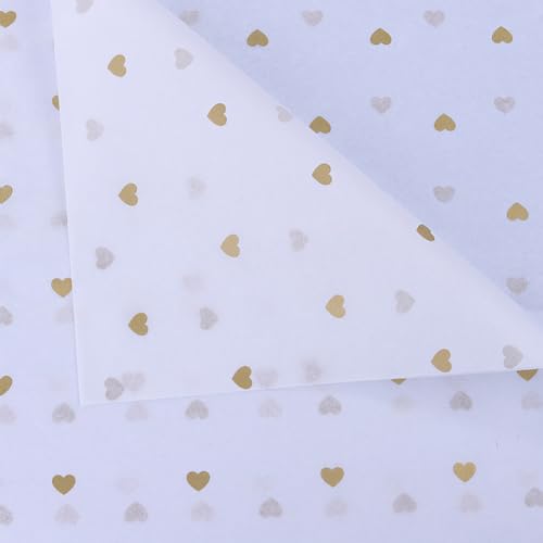 Geschenkpapier mit Herzen, Blumenmotiv, Geschenkpapier, Seidenpapier, Blumenstrauß, Geschenkpapier, Floristenstrauß, Zubehör für Valentinstag, Geburtstag, Weiß, Gold, 28 Blatt Geschenkpapier mit Herzen, Blumenmotiv, Geschenkpapier, Seidenpapier, Blumenstrauß, Geschenkpapier, Floristenstrauß, Zubehör für Valentinstag, Geburtstag, Weiß, Gold, 28 Blatt von JIHUOO