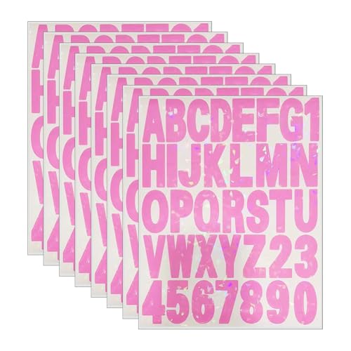 Glitzer-Alphabet- und Zahlen-Aufkleber, selbstklebend, Vinyl, Briefkasten-Aufkleber, Zahlen, wasserdicht, Buchstaben-Aufkleber, selbstklebende Zahlen-Aufkleber für Autos, LKWs, Fenster, Rosa, 8 Bögen Glitzer-Alphabet- und Zahlen-Aufkleber, selbstklebend, Vinyl, Briefkasten-Aufkleber, Zahlen, wasserdicht, Buchstaben-Aufkleber, selbstklebende Zahlen-Aufkleber für Autos, LKWs, Fenster, Rosa, 8 Bögen von JIHUOO