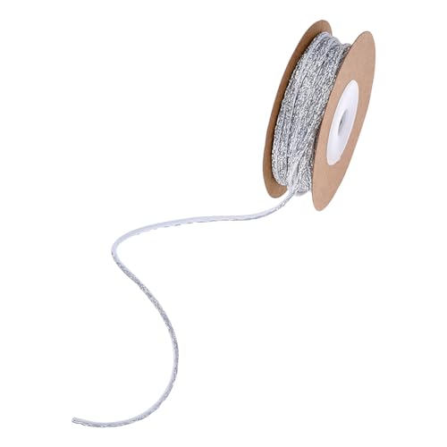 Glitzer-Schnur, 9,1 m, 2 mm, Metallic, Geschenkverpackungsfaden, Geschenkband, Weihnachtsdekoration, Weihnachtsband, weiß, 9,1 m Glitzer-Schnur, 9,1 m, 2 mm, Metallic, Geschenkverpackungsfaden, Geschenkband, Weihnachtsdekoration, Weihnachtsband, weiß, 9,1 m von JIHUOO