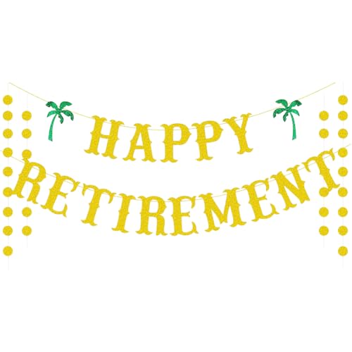 Glitzerndes Banner "Happy Retirement" Strandthema Ruhestand Banner Gold Kreis Punkt Girlande Offiziell Ruhestand Banner Büro Abschied Party Banner Abschied Party Banner Abschied Job Party Dekor Glitzerndes Banner "Happy Retirement" Strandthema Ruhestand Banner Gold Kreis Punkt Girlande Offiziell Ruhestand Banner Büro Abschied Party Banner Abschied Party Banner Abschied Job Party Dekor von JIHUOO
