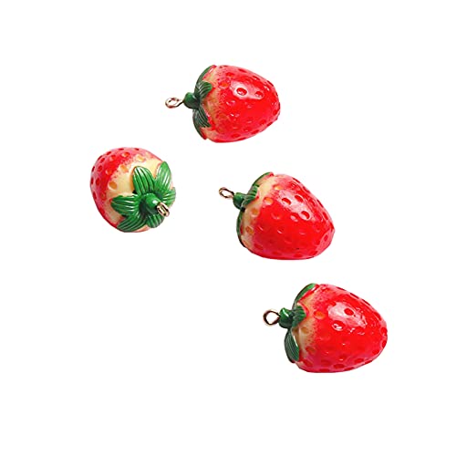 JIHUOO 10 Stück Frucht Anhänger Charms Ohrring Kettenanhänger Harz Handwerk Charms Obst Dekoratives Zubehör für Armband Halskette Erdbeere von JIHUOO