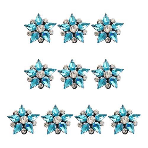 JIHUOO 10 Stück Glas-Stern-Applikation mit Perlen zum Aufnähen auf Kristall-Applikationen, funkelnde dekorative Applikationen, Strass-Verzierungen für Kleidung, Jeans, Hut, Flicken in Blau von JIHUOO