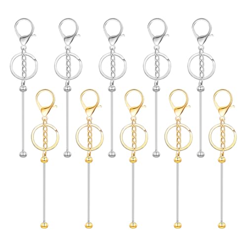 JIHUOO 10 Stück Perlenschlüsselanhänger, Bulk-Schlüsselanhänger, Perlen, Metall, Rohlinge, Schlüsselbändern, blanko, Geldbörse, Schlüsselanhänger, DIY-Schlüsselanhänger, Rohlinge, Metallanhänger von JIHUOO