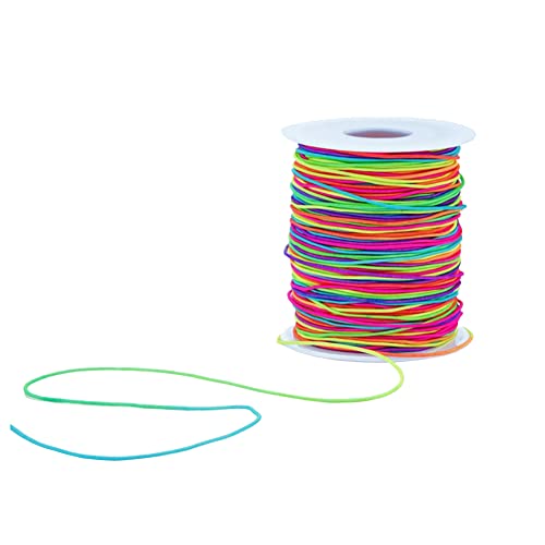 JIHUOO 100 Meter Bunte Elastische Perlenschnur Regenbogen Stretch Schnur Faden Rund Gummiband Schmuckherstellung Schnur Gummikordel für Halskette Armband von JIHUOO