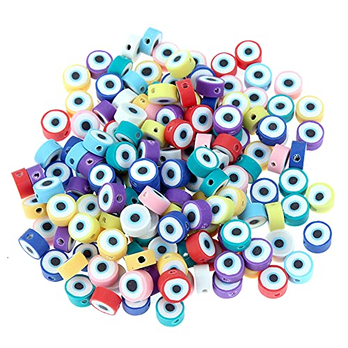 JIHUOO 100 Stück 10MM Polymer Clay Perlen Boese Auge Perlen Runde Tonperlen Bastelperlen Schmuckperlen für Schmuckherstellung von JIHUOO