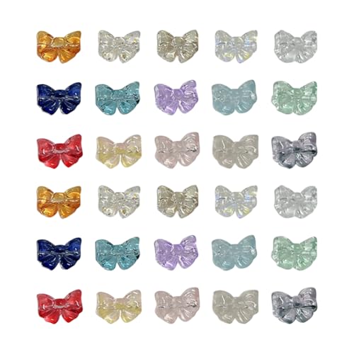 JIHUOO 100 Stück 14 x 10 mm große Glasschleifenperlen, große Schleife, bunte Kristallschleifen, Perlen, handgefertigt, Lampwork-Charms, transparent, gemischte Farben, Charms, DIY-Schmuckzubehör JIHUOO 100 Stück 14 x 10 mm große Glasschleifenperlen, große Schleife, bunte Kristallschleifen, Perlen, handgefertigt, Lampwork-Charms, transparent, gemischte Farben, Charms, DIY-Schmuckzubehör von JIHUOO