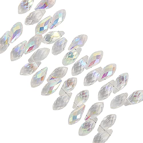 JIHUOO 100 Stück 6 x 12mm Glas Tropfen Perlen Charme Anhänger Schmuckperlen Kristallschliffperlen Glasschliffperlen von JIHUOO