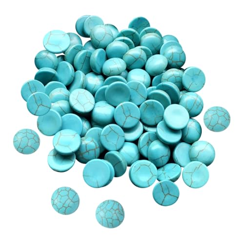 JIHUOO 100 Stück 8 mm synthetische türkisfarbene Perlen, halbrunde Edelsteinperlen, flache Rückseite, Stein-Cabochons, schöne Perlen für Armbänder, Schmuckherstellung, Perlen, dekorative Bastelperlen JIHUOO 100 Stück 8 mm synthetische türkisfarbene Perlen, halbrunde Edelsteinperlen, flache Rückseite, Stein-Cabochons, schöne Perlen für Armbänder, Schmuckherstellung, Perlen, dekorative Bastelperlen von JIHUOO