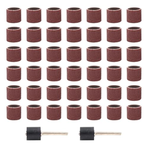 JIHUOO 100 Stück 80#/120# Haustier-Nagelschleifer, Schleifbänder für Hunde, Nagelglätter, Nagelbohrer, Schleifhülsen für Bohrer, Rotationswerkzeug, Schleifbänder mit 2 Stück Schleiftrommel von JIHUOO