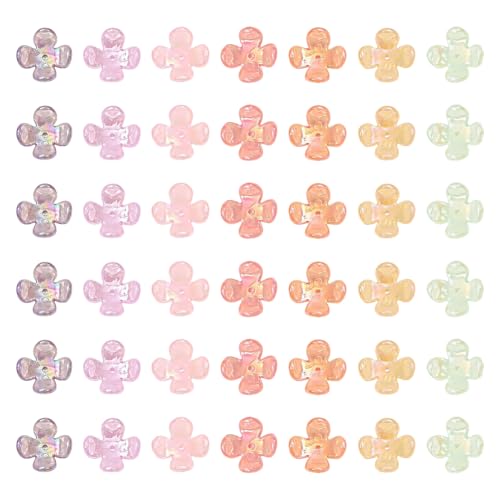 JIHUOO 100 Stück Acryl-Perlen mit Blütenblättern, Blumenarmband, Perlenkappen, Blumen-Abstandshalter, niedlich, bunte Perlen, Schmuckherstellung, Perlen, ästhetischer Schlüsselanhänger, Perlen von JIHUOO
