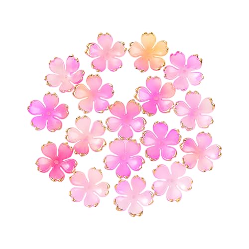 JIHUOO 100 Stück Kirschblüten-Perlen, Farbverlauf, Perlen, Blumenarmband, Abstandhalter, Blumen-Perlenkappen, niedliche Ohrringperlen, Schmuckherstellung, Bastelperlen, Rosa von JIHUOO