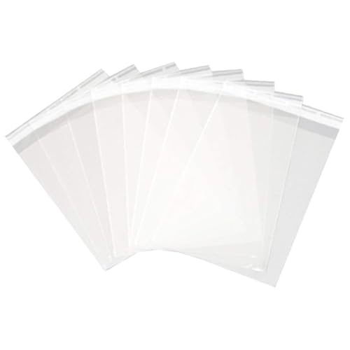JIHUOO 100 Stück transparente, selbstverschließende Zellophantüten, wiederverschließbare Polybeutel, transparente Kunststoffbeutel, OPP-Verpackung, Geschenkpapier, Zellophantüten, 15,2 x 22,9 cm von JIHUOO