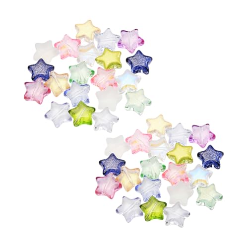JIHUOO 100 Stück transparente sternförmige Glasperlen, große sternförmige lose Perlen, Sterne, Kristall-Perlen, niedlicher Abstandshalter, Edelsteinschmuck, Anhänger mit Loch für Armbänder, Halsketten von JIHUOO