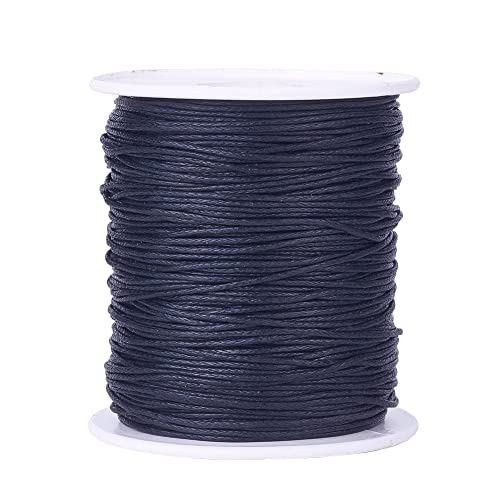 JIHUOO 100 Yards 1mm Wachsband Wachsschnur Gewachste Baumwollschnur Armband Schnur Schmuckfaden für Schmuckherstellung Schwarz von JIHUOO