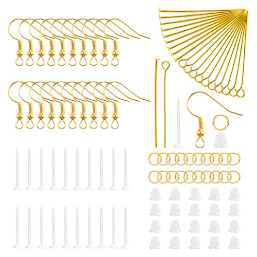 JIHUOO 1000 Stück DIY Ohrringherstellung Zubehör Kit mit hypoallergenen Ohrringhaken, Ohrdraht, Fischhaken, offene Biegeringe und transparente Silikon-Ohrring-Verschlüsse, Stopper für JIHUOO 1000 Stück DIY Ohrringherstellung Zubehör Kit mit hypoallergenen Ohrringhaken, Ohrdraht, Fischhaken, offene Biegeringe und transparente Silikon-Ohrring-Verschlüsse, Stopper für von JIHUOO