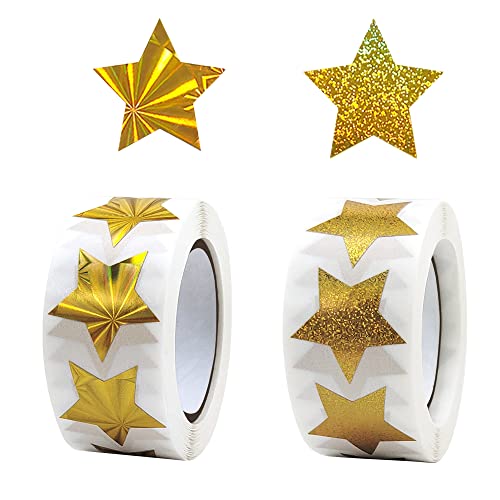 JIHUOO 1000 Stücke 2,5 cm Golden Sterne Aufkleber Klein Selbstklebende Glänzende Etiketten Funkelnde Aufkleber Belohnungsaufkleber von JIHUOO