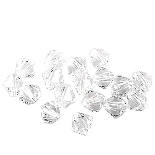 JIHUOO 1000 Stücke 4mm Klar Doppelkegel Perlen Facettiert Acrylperlen Glasperlen Kristall Perlen für Schmuckherstellung von JIHUOO