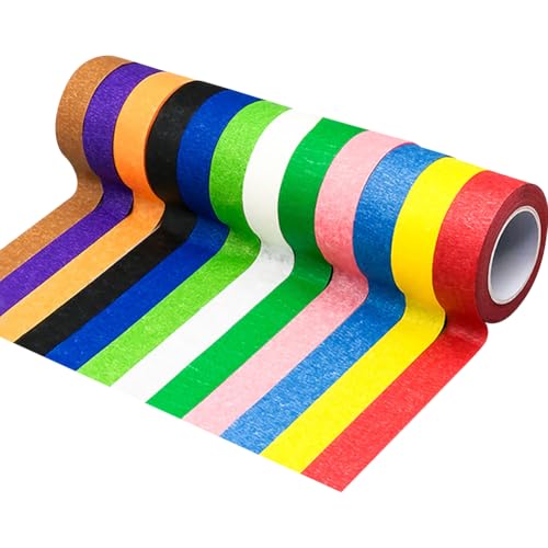 JIHUOO 12 Rollen 2,5 cm x 13 m, buntes Malerband, Regenbogenfarben, dekoratives Scrapbooking-Klebeband, leicht abreißbar, für Kunst und Handwerk, Zeichnen, Farbband zum Beschriften und Dekorieren JIHUOO 12 Rollen 2,5 cm x 13 m, buntes Malerband, Regenbogenfarben, dekoratives Scrapbooking-Klebeband, leicht abreißbar, für Kunst und Handwerk, Zeichnen, Farbband zum Beschriften und Dekorieren von JIHUOO
