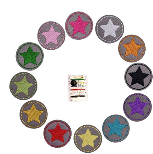 JIHUOO 12 Stück Sterne Aufbügelflicken Bügelbild Bügelflicken Aufnäher Kinder Zum Aufbügeln von JIHUOO