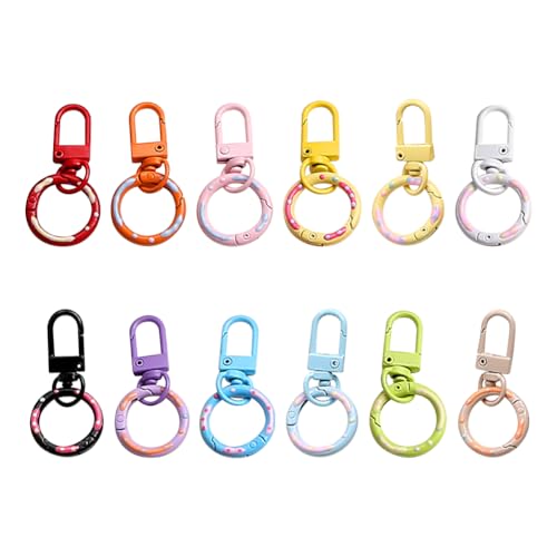 JIHUOO 12 runde Karabinerverschlüsse aus Metall, niedlich, bunt, Schlüsselanhänger, Karabinerhaken, Trigger-Feder, O-Ringe, Schnalle, Tasche, Schlüsselanhänger, kleine Schlüsselanhänger-Haken mit JIHUOO 12 runde Karabinerverschlüsse aus Metall, niedlich, bunt, Schlüsselanhänger, Karabinerhaken, Trigger-Feder, O-Ringe, Schnalle, Tasche, Schlüsselanhänger, kleine Schlüsselanhänger-Haken mit von JIHUOO