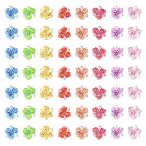 JIHUOO 120 Stück 1 cm 3D durchscheinende Blumen-Nagelkunst-Anhänger, florale Fingernagel-Anhänger, bunte Harz, flache Rückseite, Blumen, Handyhülle, Dekoration, Charm-Verzierungen, flache Rückseite von JIHUOO