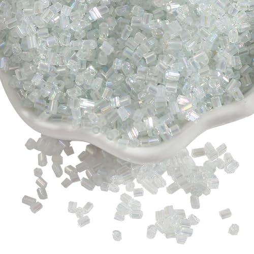 JIHUOO 1400 Stück Glasperlen, lose Mini-Perlen, Abstandshalter, Ohrringe, Halsketten, kleine Bastelperlen, Kristall-Perlen, Schmuck, Armband, Perlen, Windspiel-Perlen, Weiß von JIHUOO