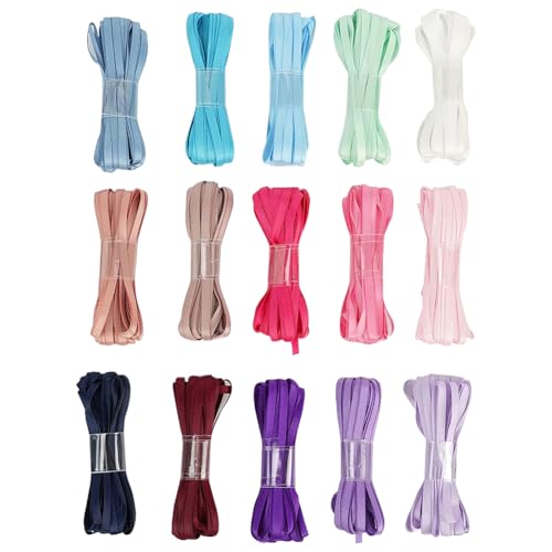 JIHUOO 15 Farben, 0,3 cm dünnes Satinband, seidiges Bastelband, sortiert, einfarbig, Stoffband, Geschenkverpackung, Blumenstrauß, doppelseitiges Polyesterband JIHUOO 15 Farben, 0,3 cm dünnes Satinband, seidiges Bastelband, sortiert, einfarbig, Stoffband, Geschenkverpackung, Blumenstrauß, doppelseitiges Polyesterband von JIHUOO