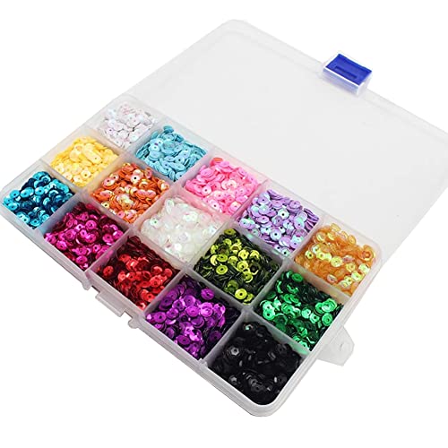 JIHUOO 15 Farben 6mm Bunt Pailletten Basteln Glitzer Cup Pailletten Sequin Flitter Hochzeitsdekoration für Kunsthandwerk Deko JIHUOO 15 Farben 6mm Bunt Pailletten Basteln Glitzer Cup Pailletten Sequin Flitter Hochzeitsdekoration für Kunsthandwerk Deko von JIHUOO