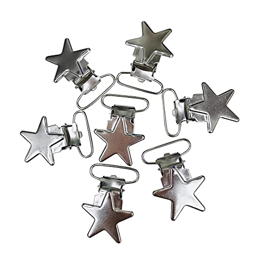 JIHUOO 15 Stück Metall Star Schnuller Clips Hosenträger Clips Schnullerband Halter Bib Clip Straps Schnalle von JIHUOO
