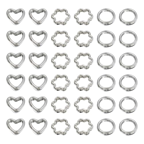 JIHUOO 150 Stück 12 mm Kunststoffrahmen Perlen Herz Blume Perlenrahmen Runde hohle Abstandshalter Perlen Ohrring Armband Perlen Schmuck Handwerk Perlen Zubehör für Halsketten von JIHUOO