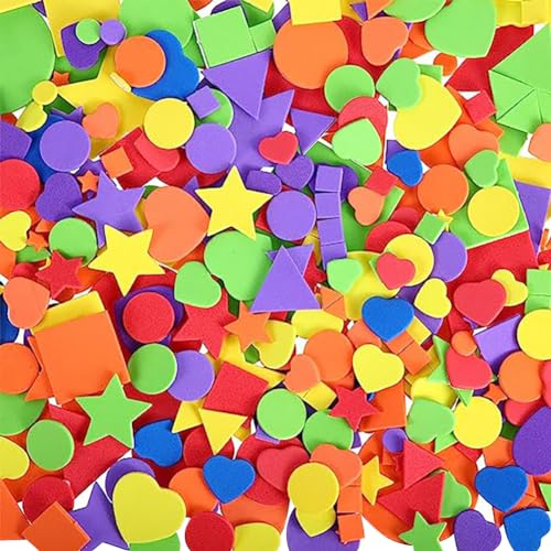 JIHUOO 1500 Stück selbstklebende Schaumstoff-Formen, Kreis, quadratisch, Dreieck, Schaumstoff-Aufkleber, geometrische Form, Vorschule, Bastelzubehör für Kinder, Klassenzimmer JIHUOO 1500 Stück selbstklebende Schaumstoff-Formen, Kreis, quadratisch, Dreieck, Schaumstoff-Aufkleber, geometrische Form, Vorschule, Bastelzubehör für Kinder, Klassenzimmer von JIHUOO