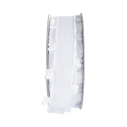 JIHUOO 18M Valentinstag Herz Band Sheer Dekoband Geschenkverpackung Tüllband Blumenbouquet Ribbon Hochzeit Einladung Schleifenband Schleifenband Weiß von JIHUOO